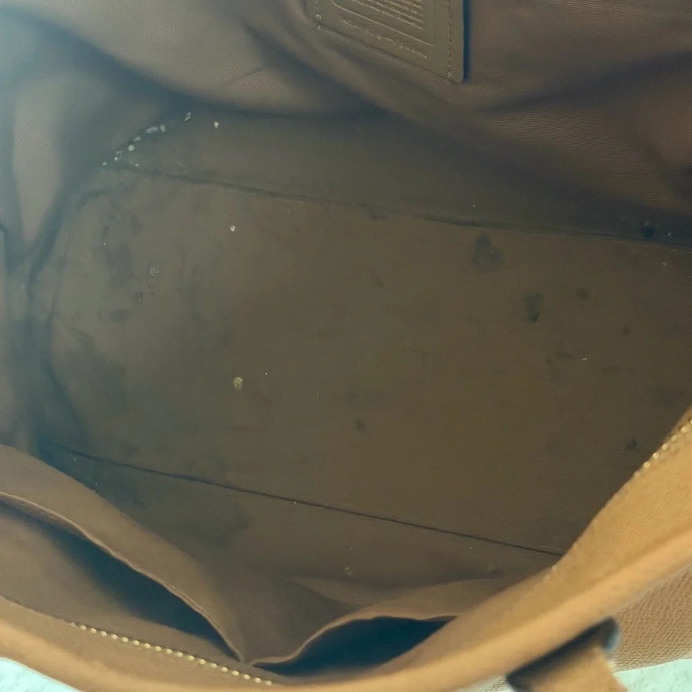 COACH Brown Pebbled Leather Tote with Gold Logo